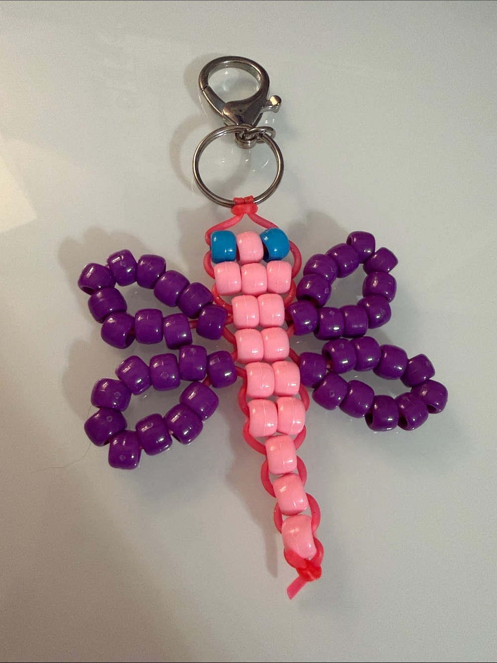 Beaded Dragonfly Keychain - Pink & Purple